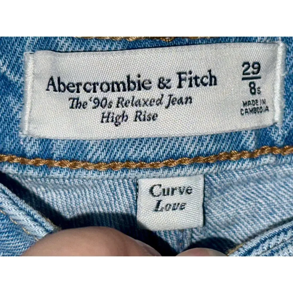 Abercrombie & Fitch Curve Love 90s Relaxed Jean High Rise Blue Jeans Size 29 8 S
